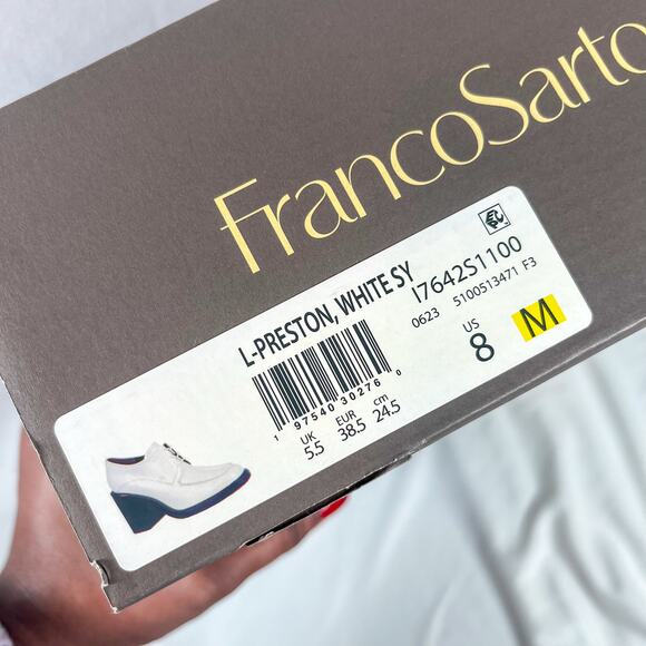 Franco Sarto Preston Chunky Heel Lace-Up Oxford White Gloss 39 - Picture 10 of 11
